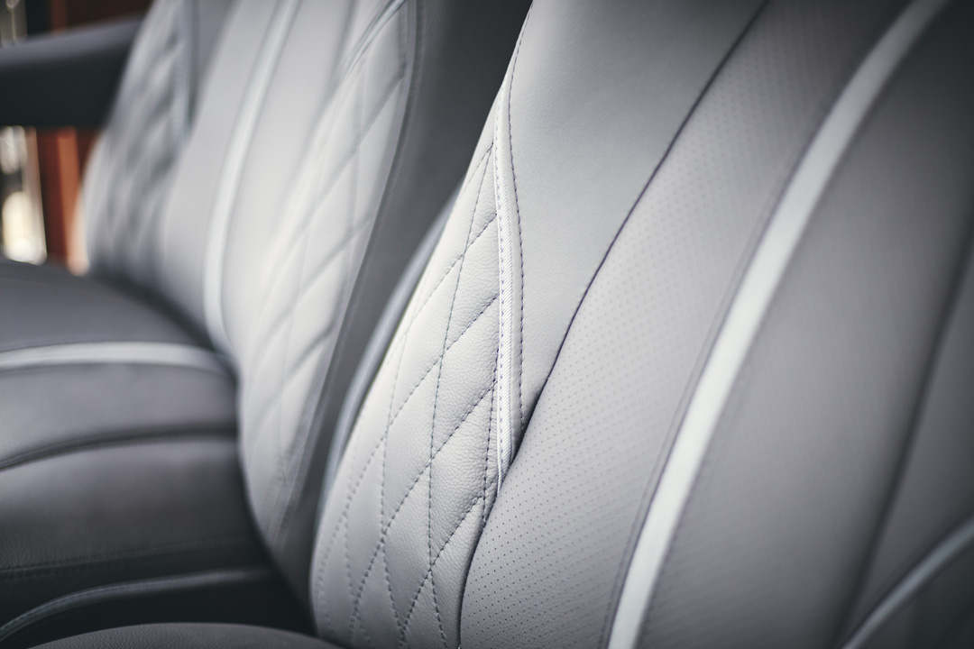 Leather upholstered helm seats