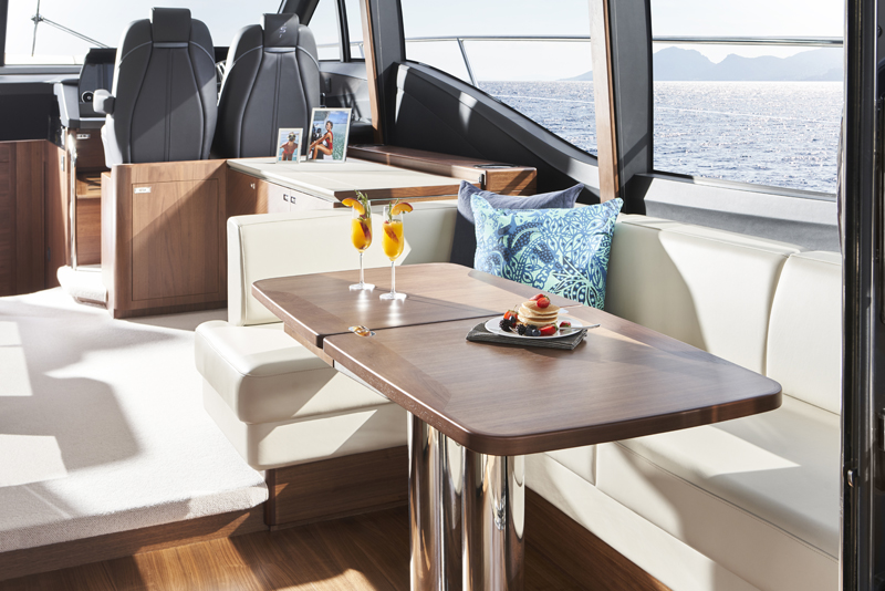 L-shaped dining area with folding table