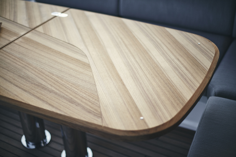 Teak folding cockpit table