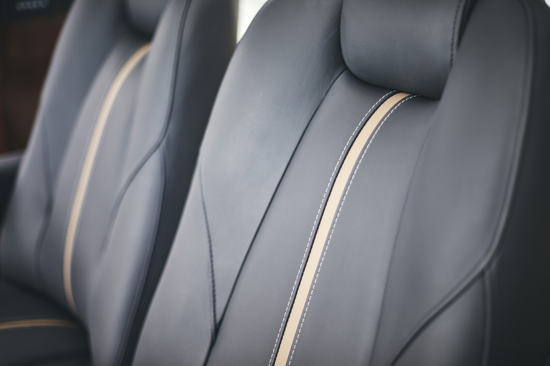Upholstered leather helm seats