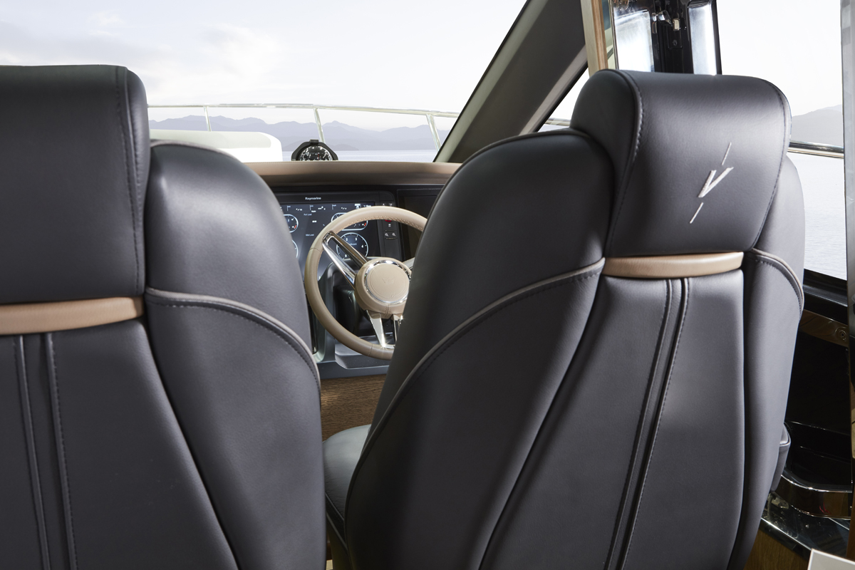 Leather upholstered helm seats