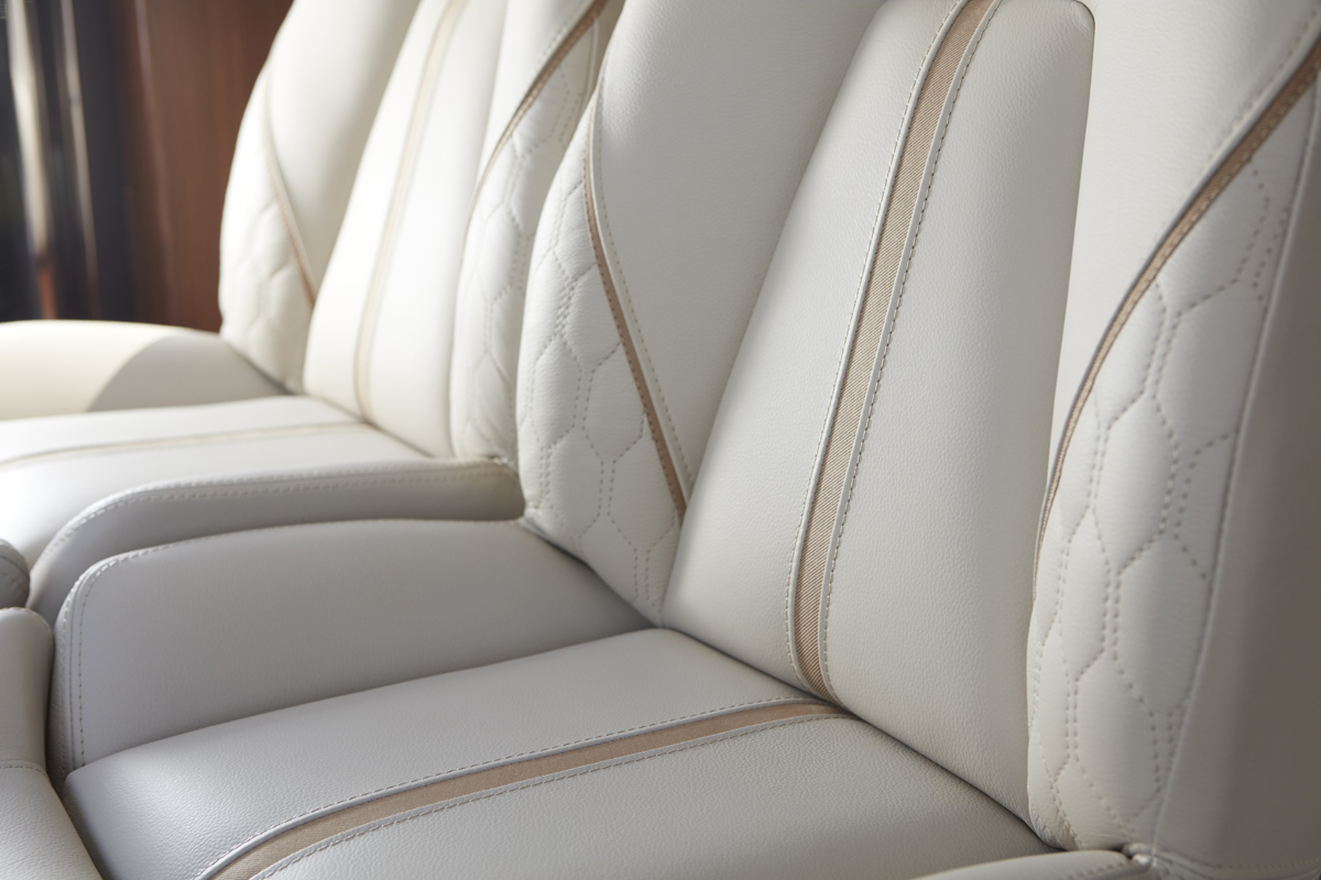 Leather upholstered helm seats
