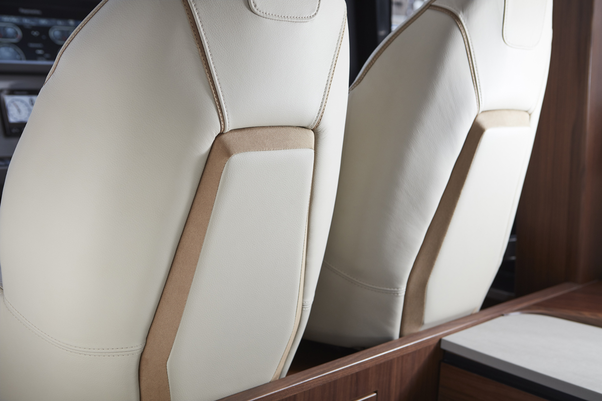 Leather upholstered helm seats
