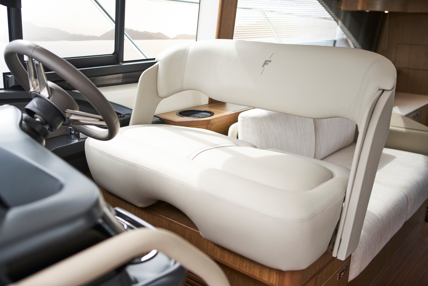 Leather upholstered helm seats